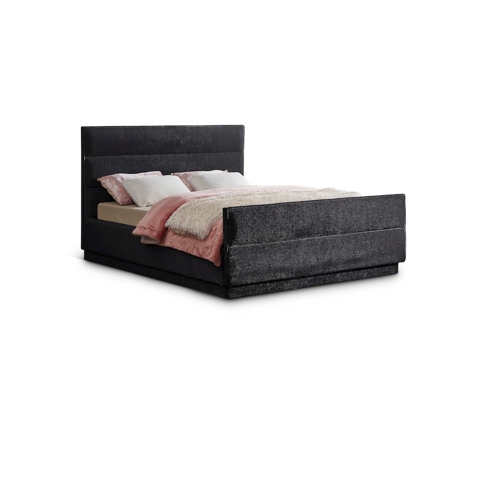 Paxton Black Chenille Fabric King Bed. Picture 1