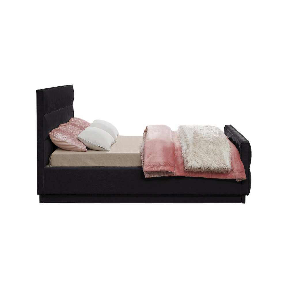 Paxton Black Chenille Fabric King Bed. Picture 4