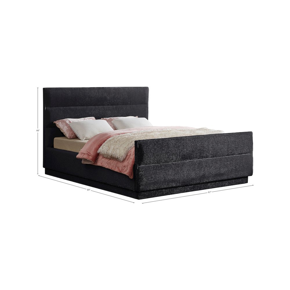 Paxton Black Chenille Fabric Queen Bed. Picture 7