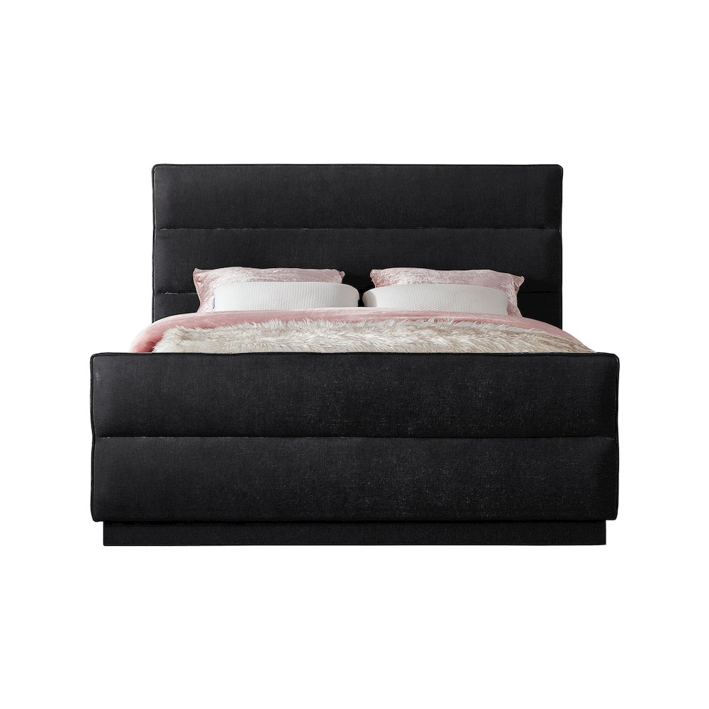 Paxton Black Chenille Fabric Queen Bed. Picture 2