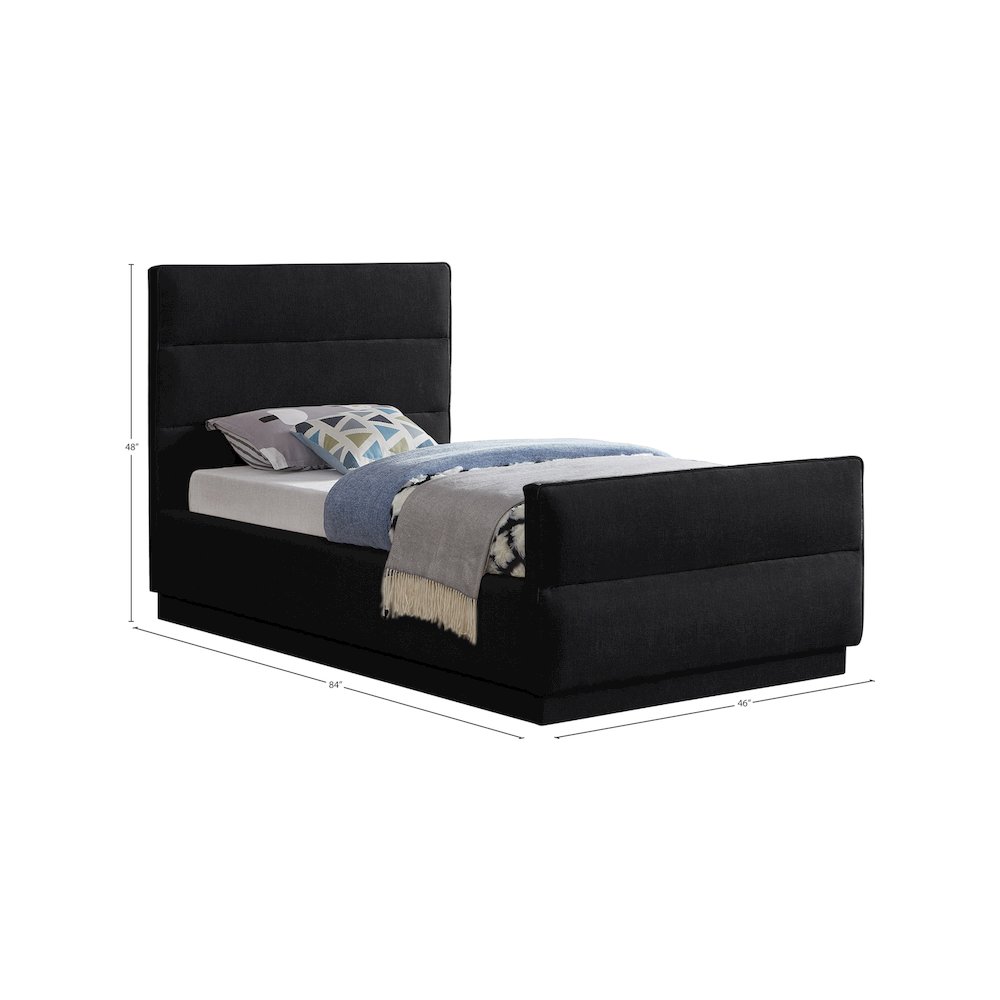 Paxton Black Chenille Fabric Twin Bed. Picture 7