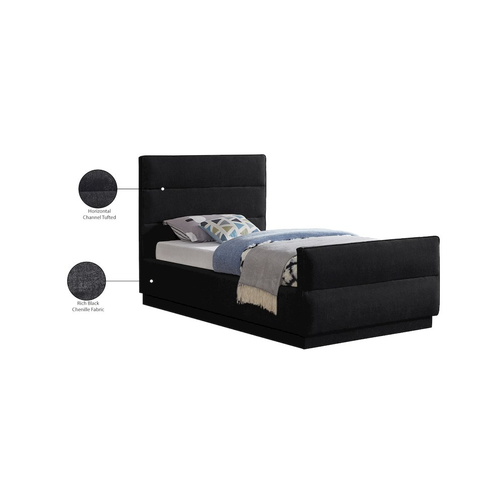 Paxton Black Chenille Fabric Twin Bed. Picture 8