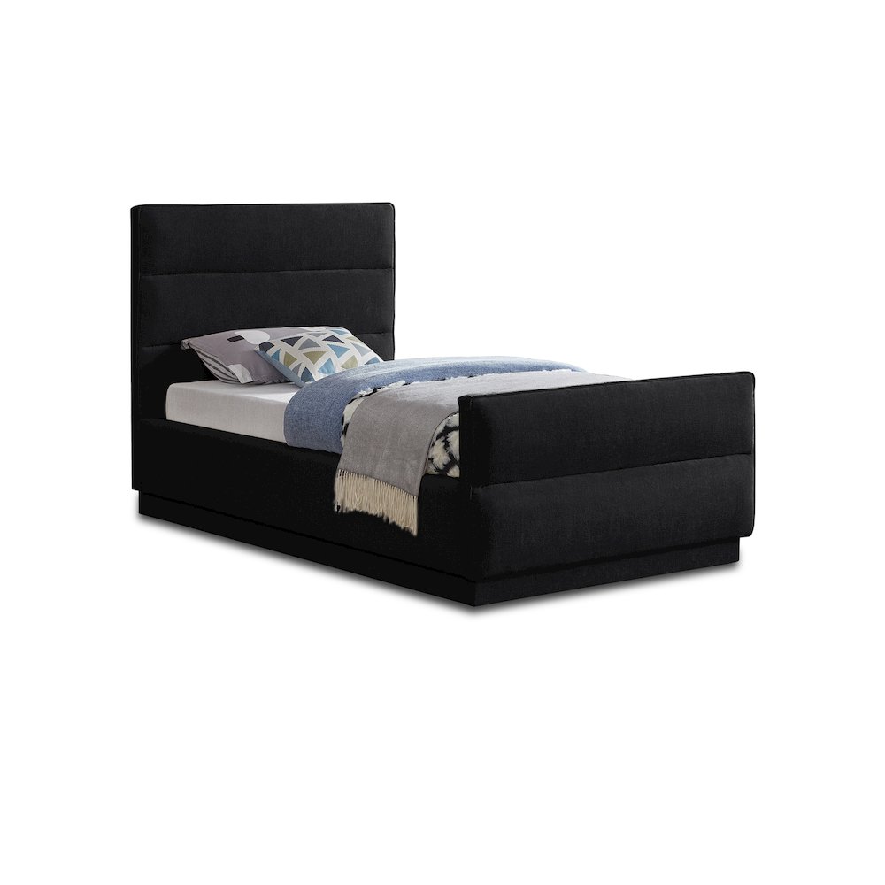 Paxton Black Chenille Fabric Twin Bed. Picture 1