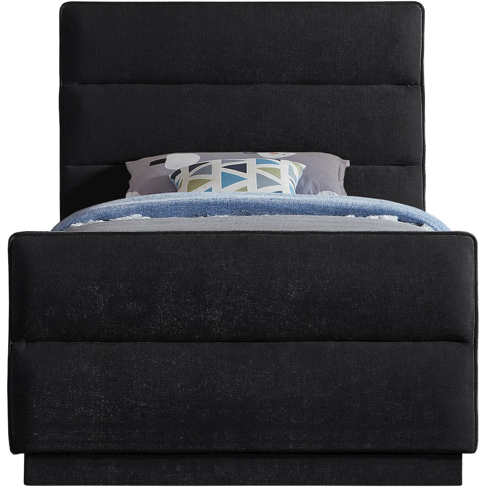 Paxton Black Chenille Fabric Twin Bed. Picture 2