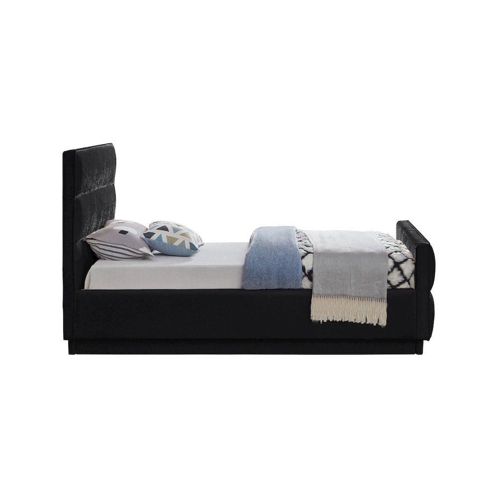 Paxton Black Chenille Fabric Twin Bed. Picture 4