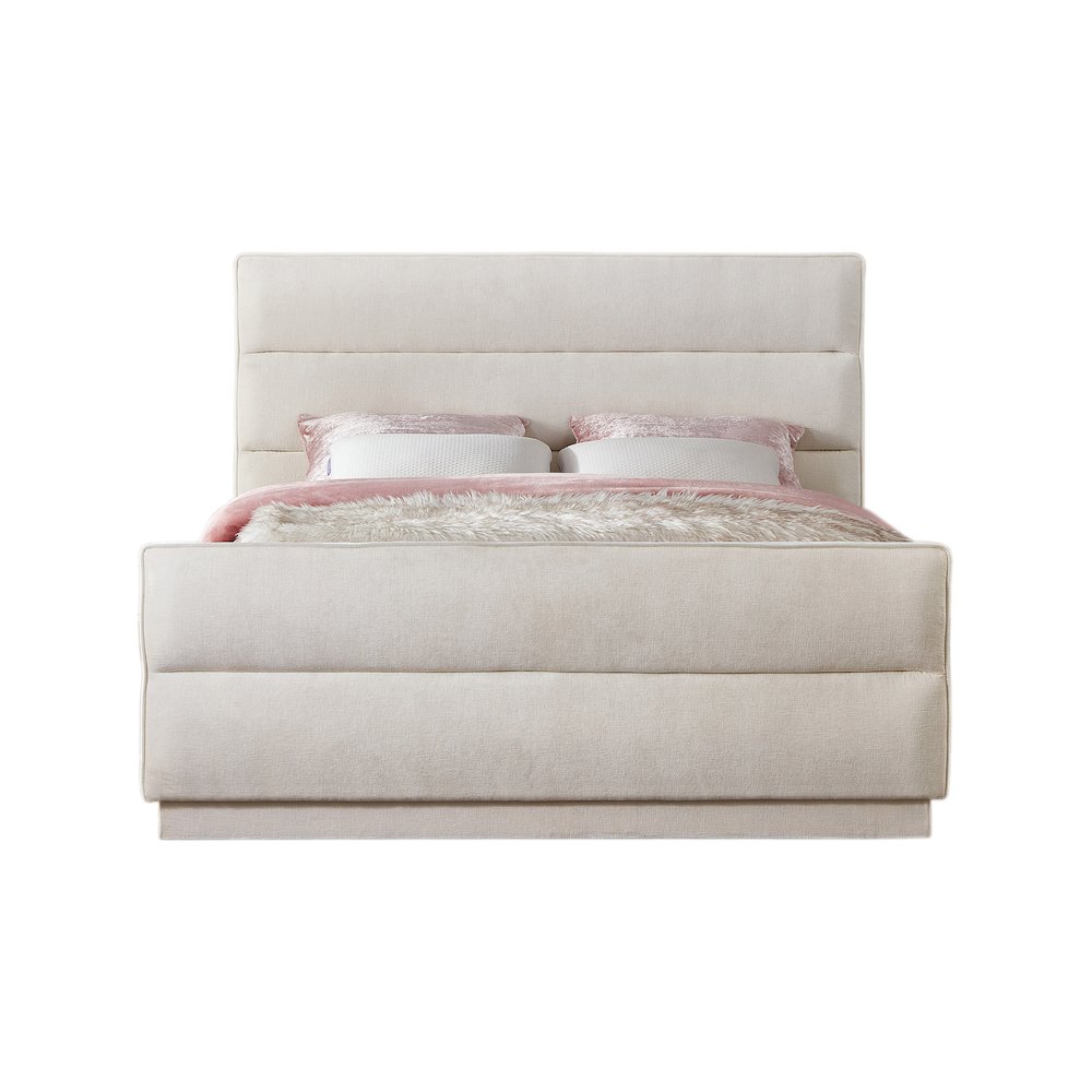 Paxton Cream Chenille Fabric King Bed. Picture 2