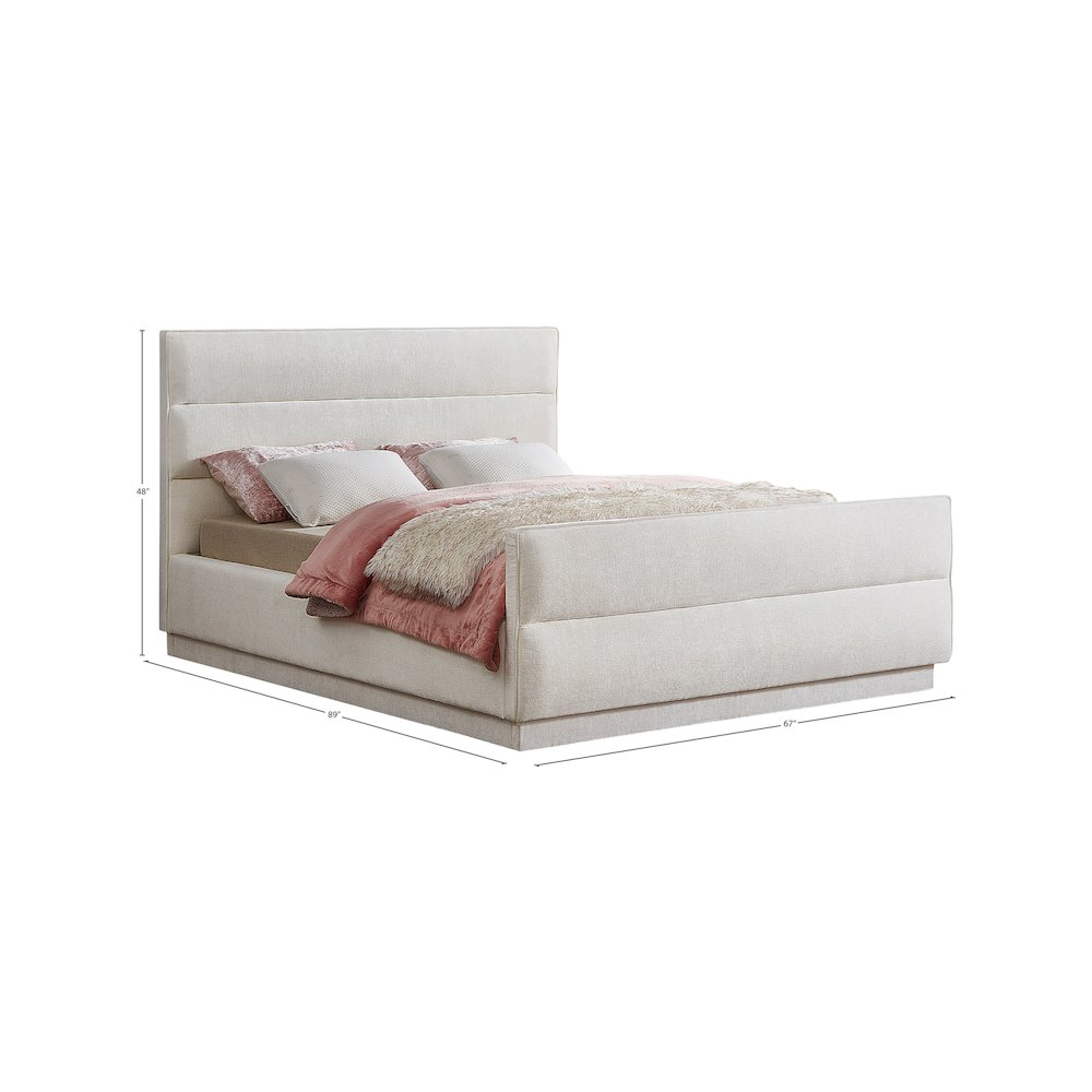 Paxton Cream Chenille Fabric Queen Bed. Picture 7