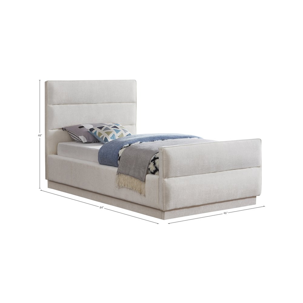 Paxton Cream Chenille Fabric Twin Bed. Picture 7