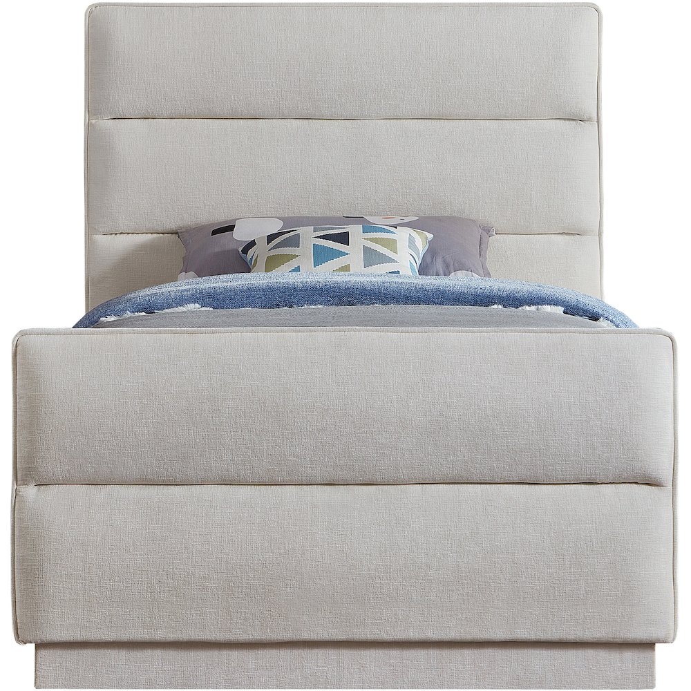 Paxton Cream Chenille Fabric Twin Bed. Picture 2