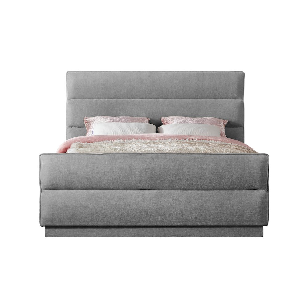 Paxton Grey Chenille Fabric Queen Bed. Picture 2