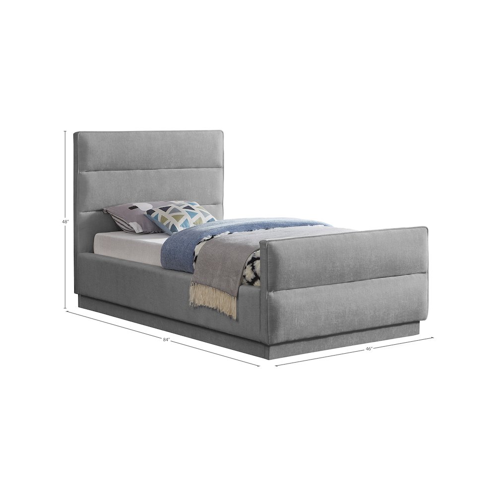 Paxton Grey Chenille Fabric Twin Bed. Picture 7