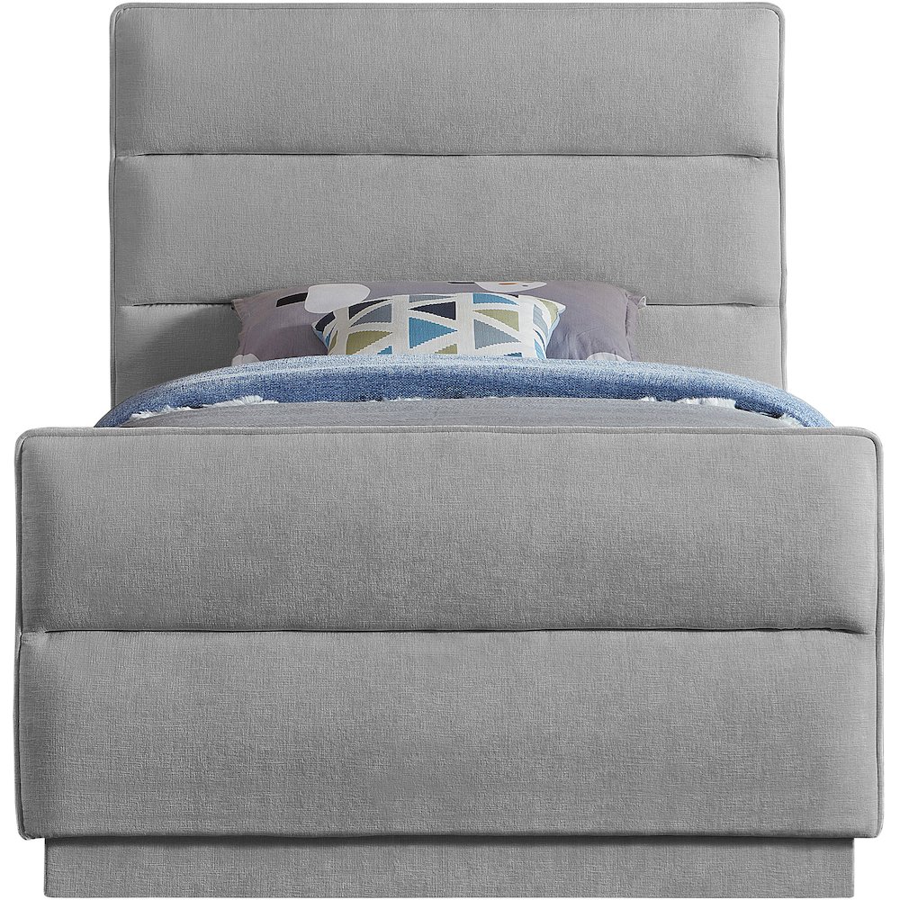 Paxton Grey Chenille Fabric Twin Bed. Picture 2