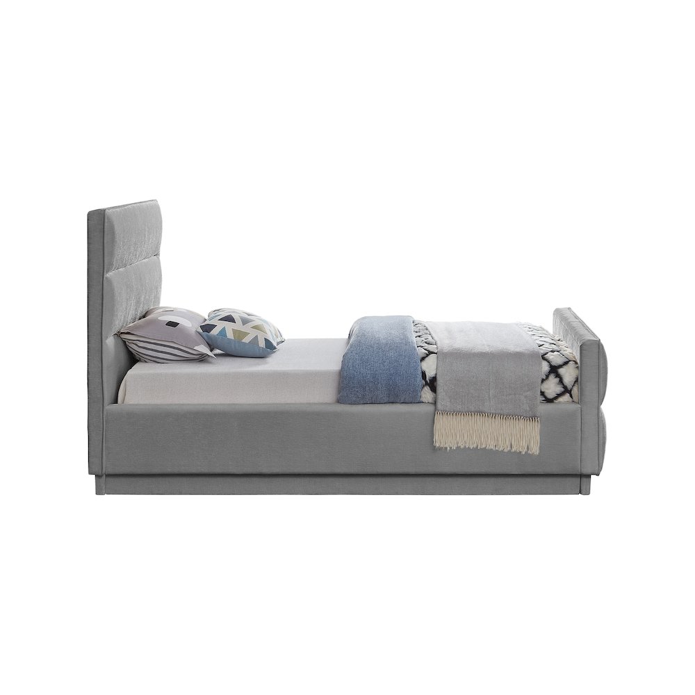 Paxton Grey Chenille Fabric Twin Bed. Picture 4
