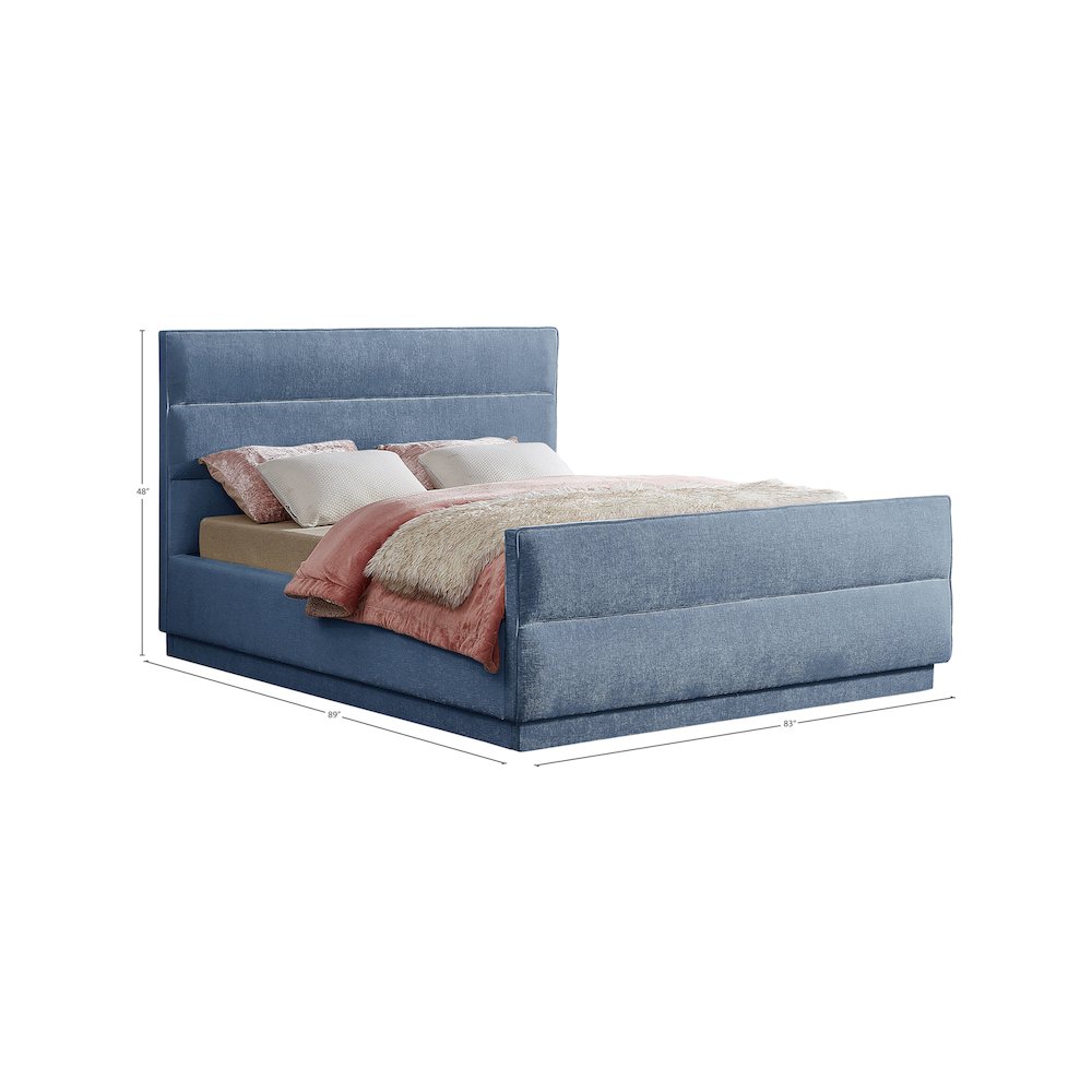 Paxton Light Blue Chenille Fabric King Bed. Picture 7