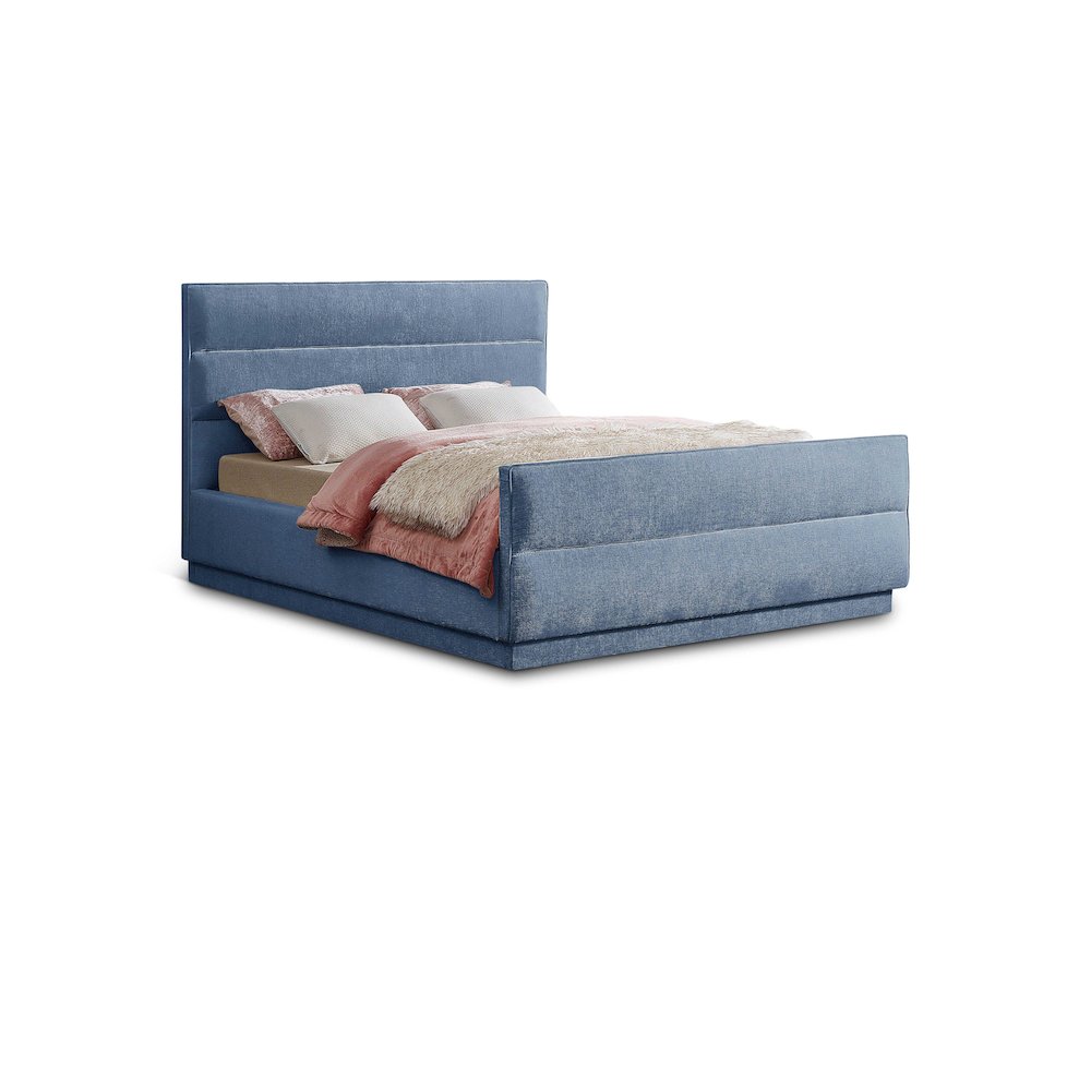Paxton Light Blue Chenille Fabric King Bed. Picture 1