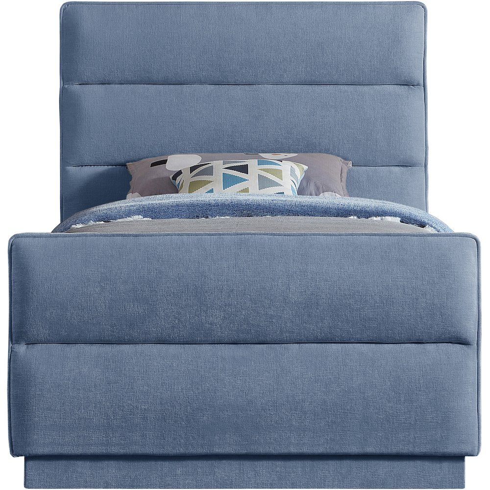 Paxton Light Blue Chenille Fabric Twin Bed. Picture 2
