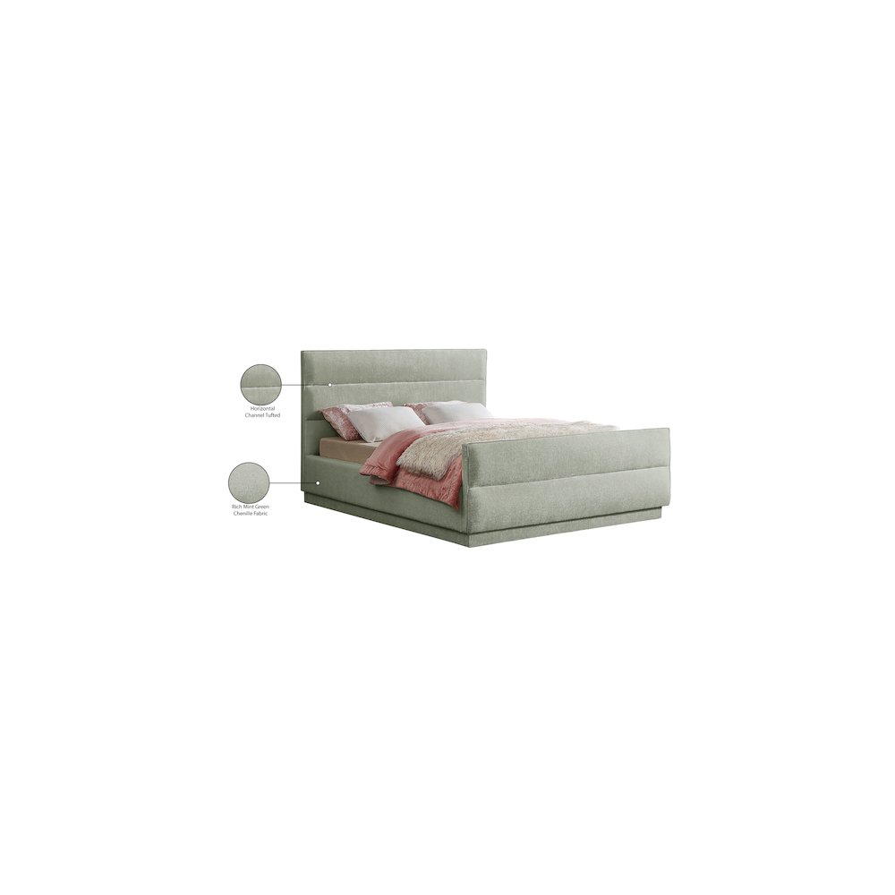 Paxton Mint Chenille Fabric King Bed. Picture 8