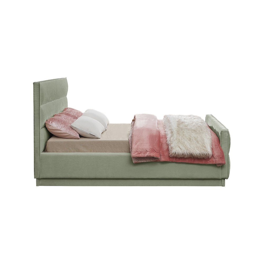 Paxton Mint Chenille Fabric King Bed. Picture 4