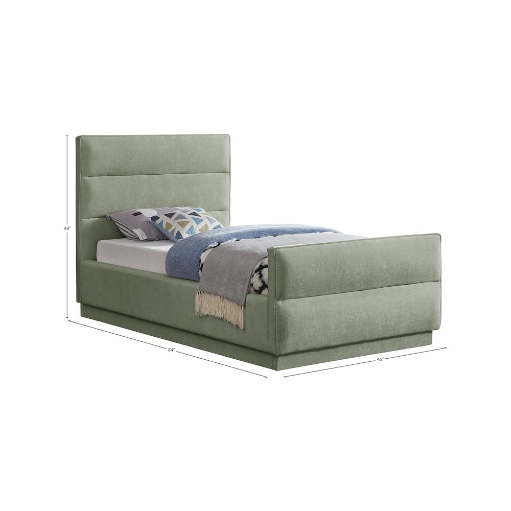 Paxton Mint Chenille Fabric Twin Bed. Picture 7