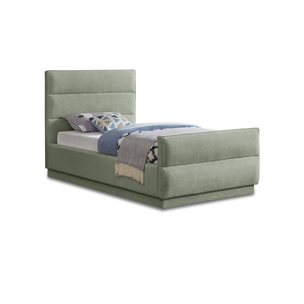 Paxton Mint Chenille Fabric Twin Bed. Picture 1
