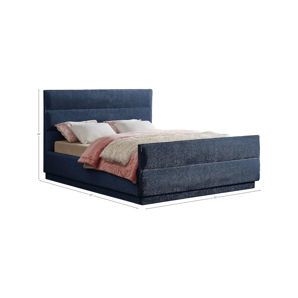 Paxton Navy Chenille Fabric King Bed. Picture 7