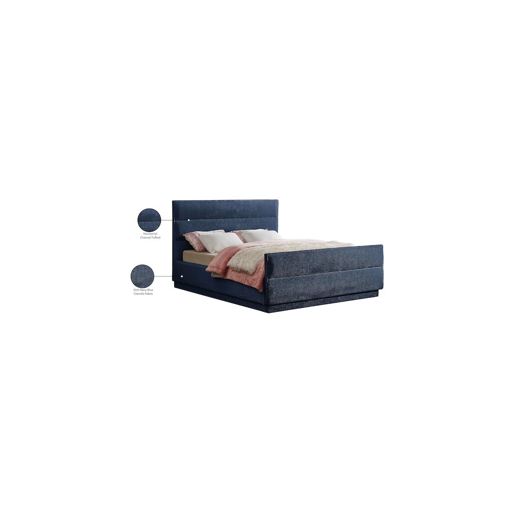 Paxton Navy Chenille Fabric King Bed. Picture 8