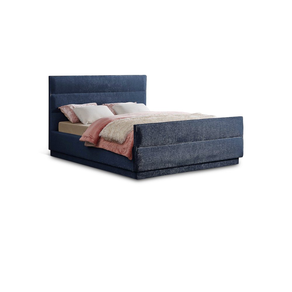 Paxton Navy Chenille Fabric King Bed. Picture 1