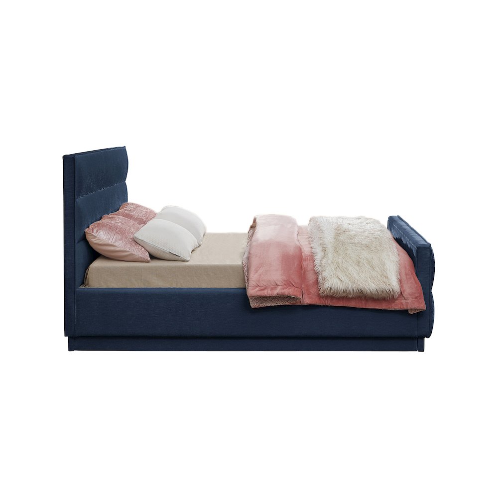 Paxton Navy Chenille Fabric King Bed. Picture 4