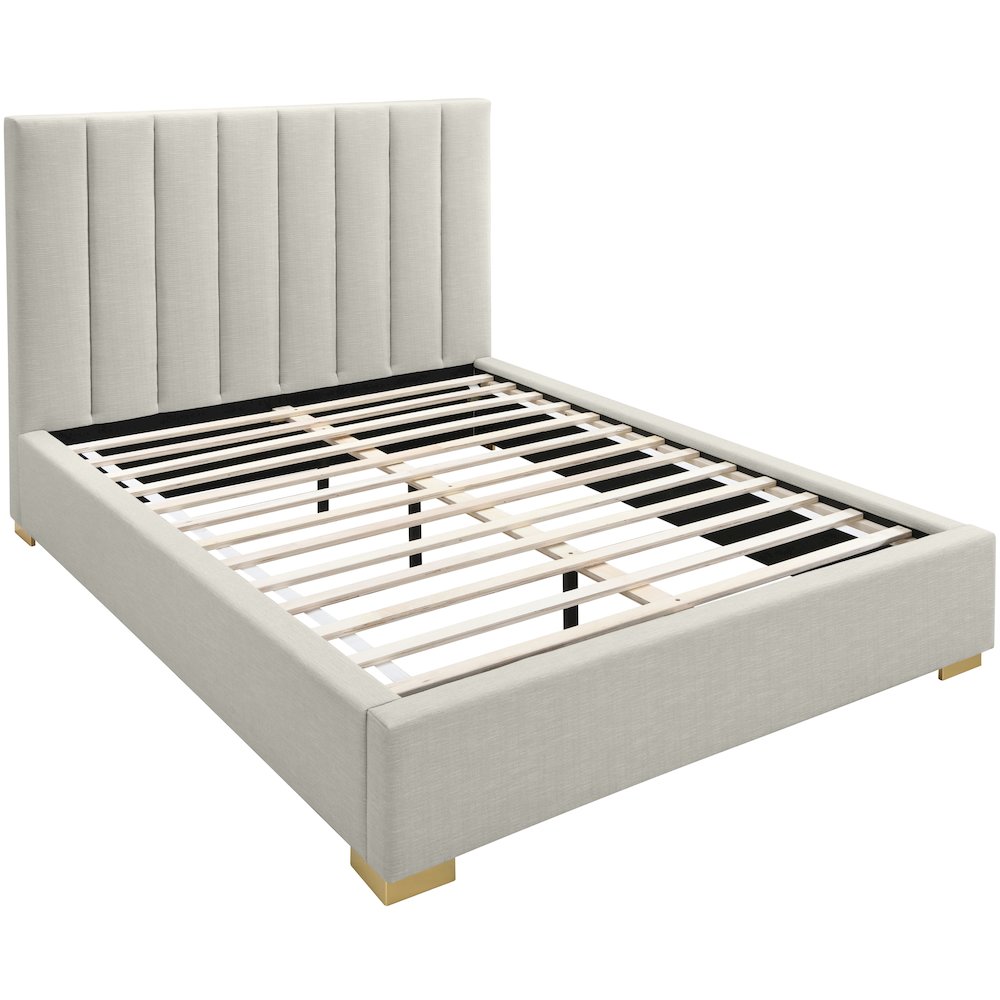Pierce Beige Linen Textured Fabric Queen Bed. Picture 14