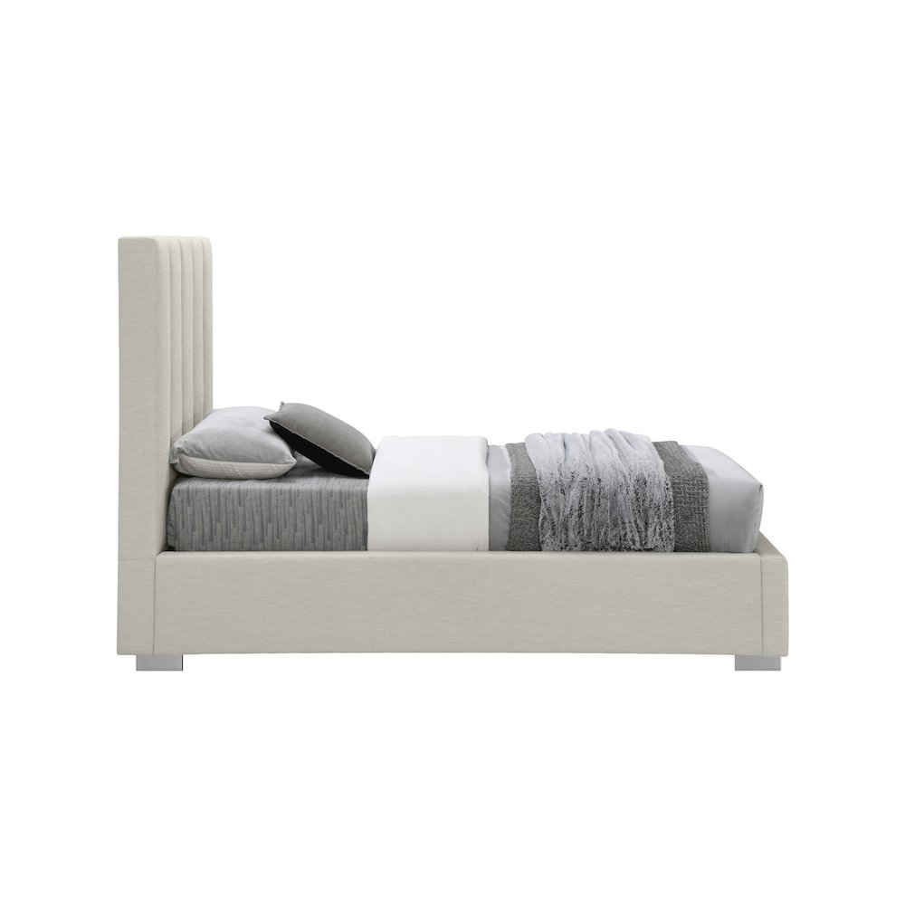 Pierce Beige Linen Textured Fabric Twin Bed. Picture 9