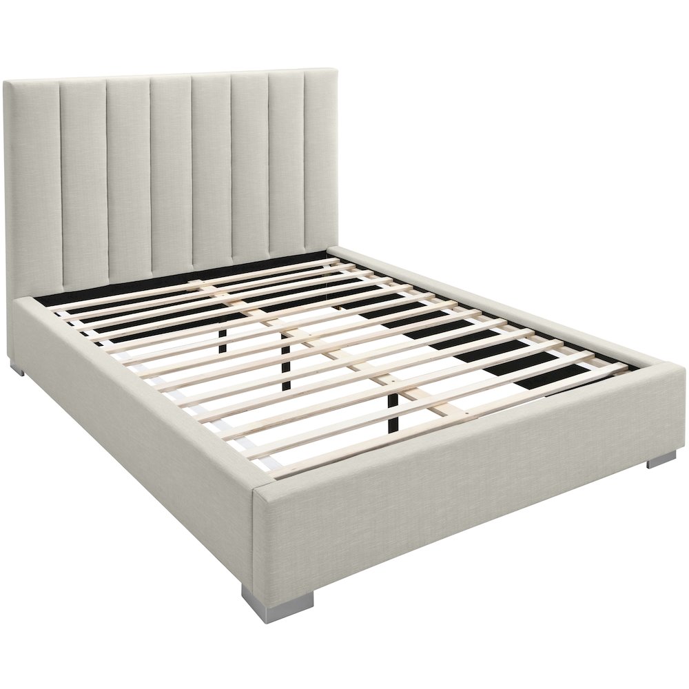 Pierce Beige Linen Textured Fabric Twin Bed. Picture 15