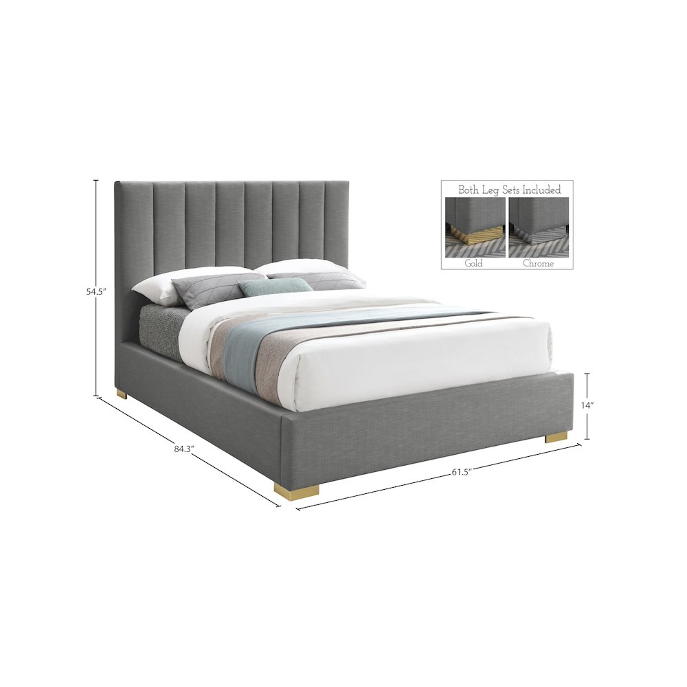Pierce Grey Linen Textured Fabric Full Bed. Picture 16