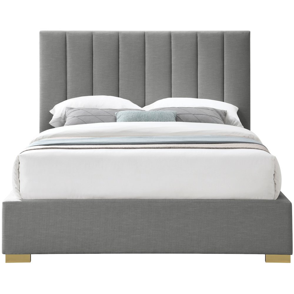 Pierce Grey Linen Textured Fabric Full Bed. Picture 4