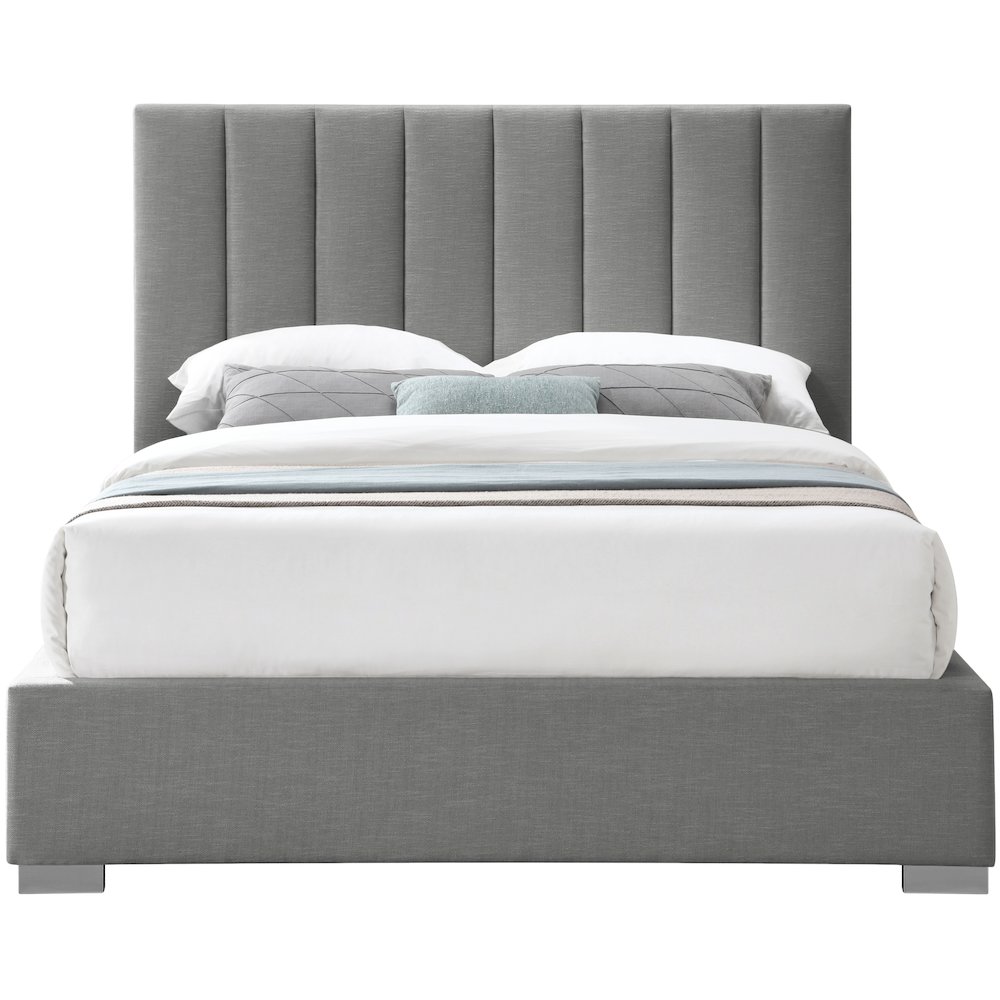 Pierce Grey Linen Textured Fabric Full Bed. Picture 5