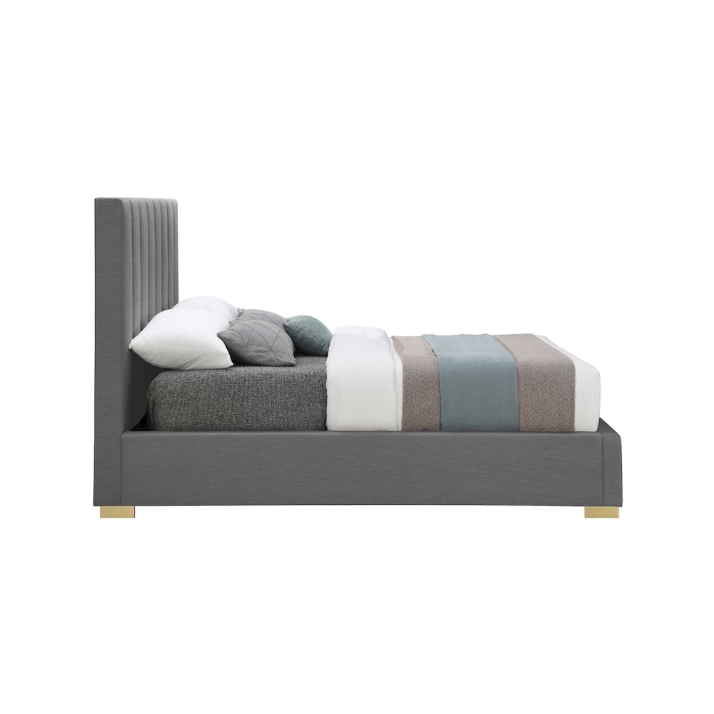 Pierce Grey Linen Textured Fabric Full Bed. Picture 8