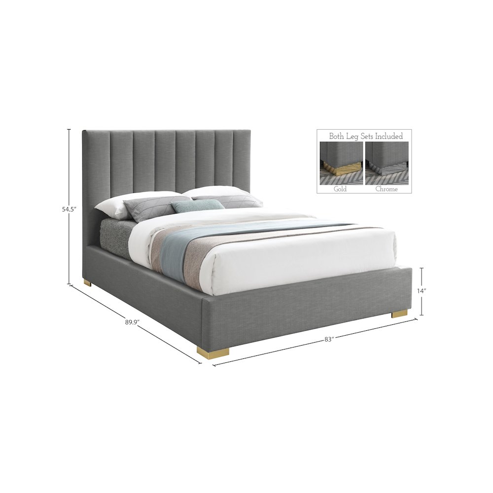 Pierce Grey Linen Textured Fabric King Bed. Picture 16
