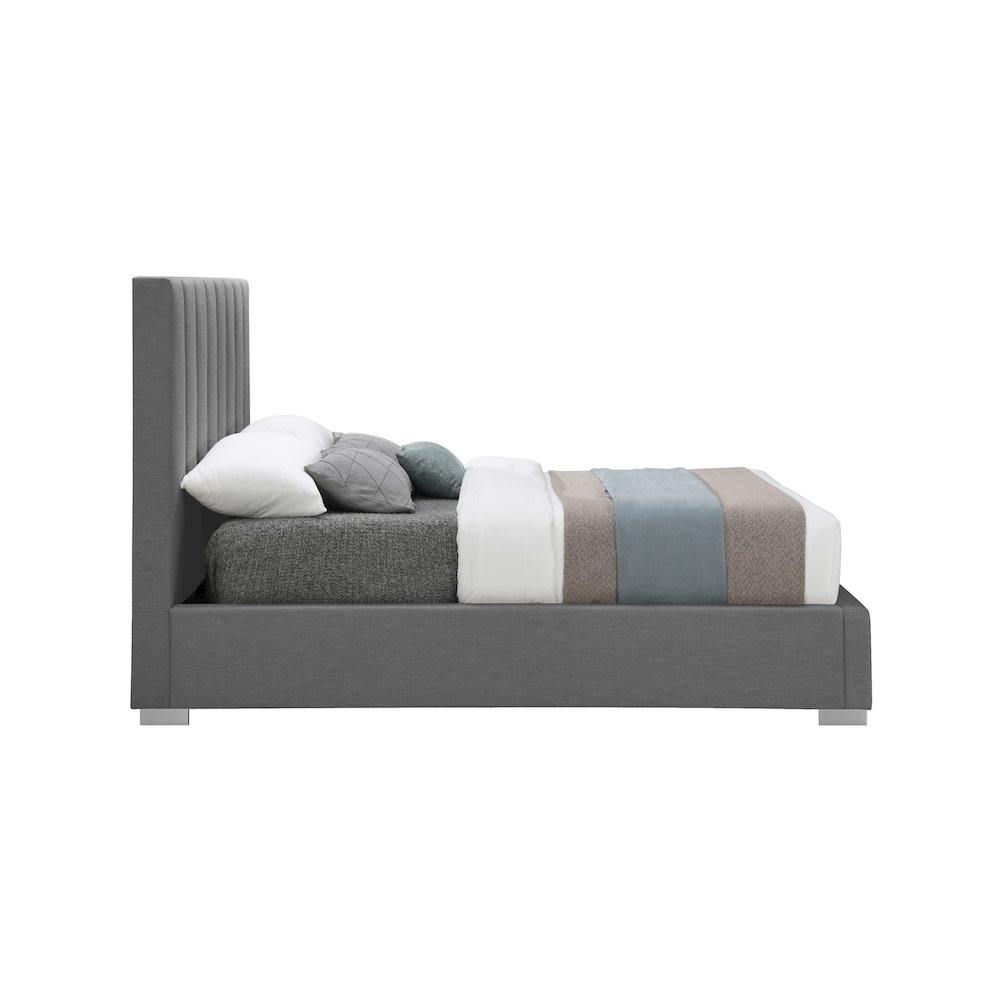 Pierce Grey Linen Textured Fabric King Bed. Picture 9