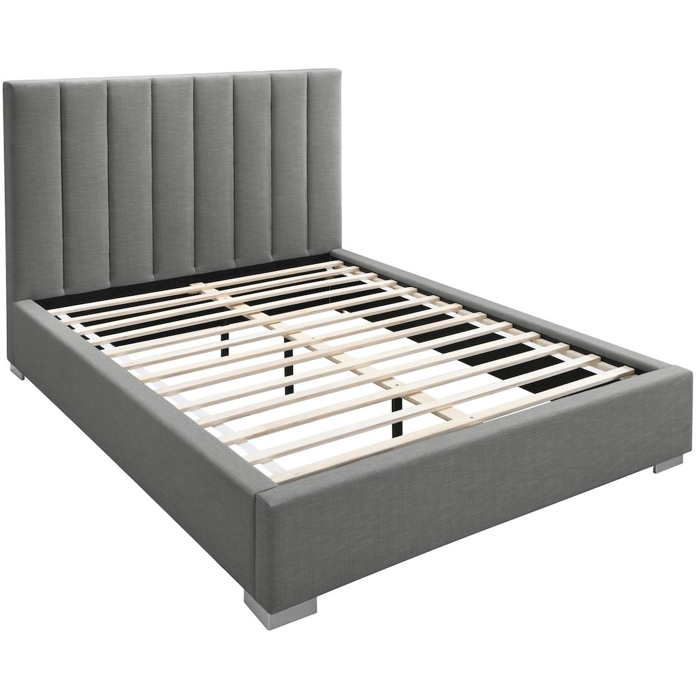 Pierce Grey Linen Textured Fabric King Bed. Picture 15