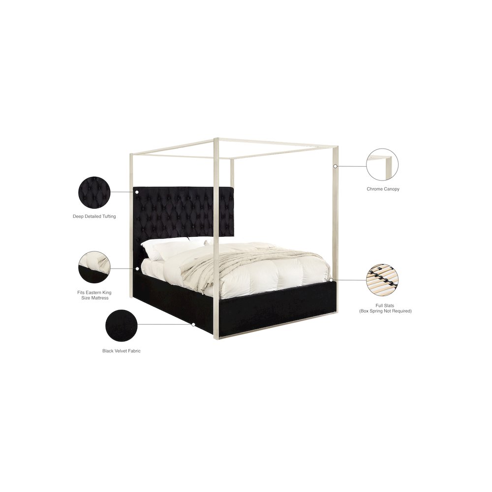 Porter Black Velvet King Bed. Picture 3