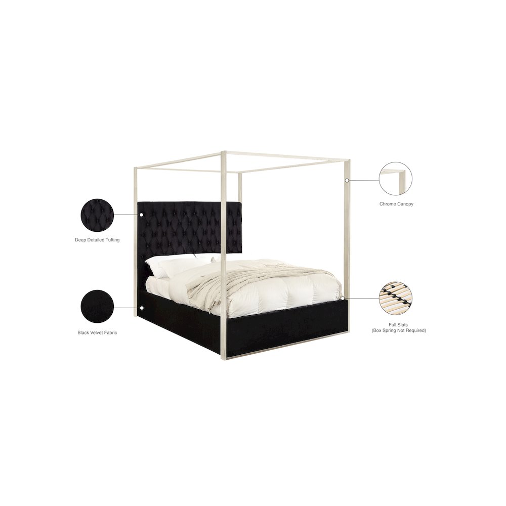 Porter Black Velvet Queen Bed. Picture 3