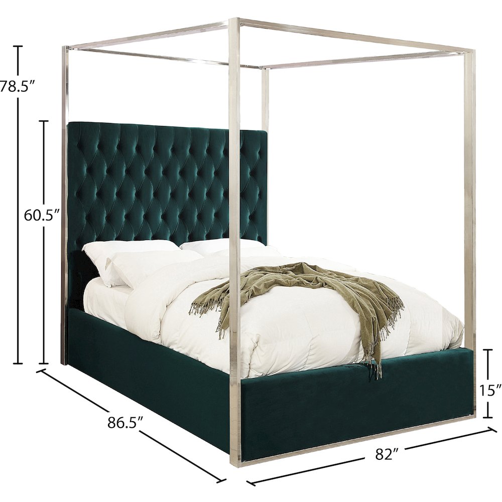 Porter Green Velvet King Bed. Picture 2