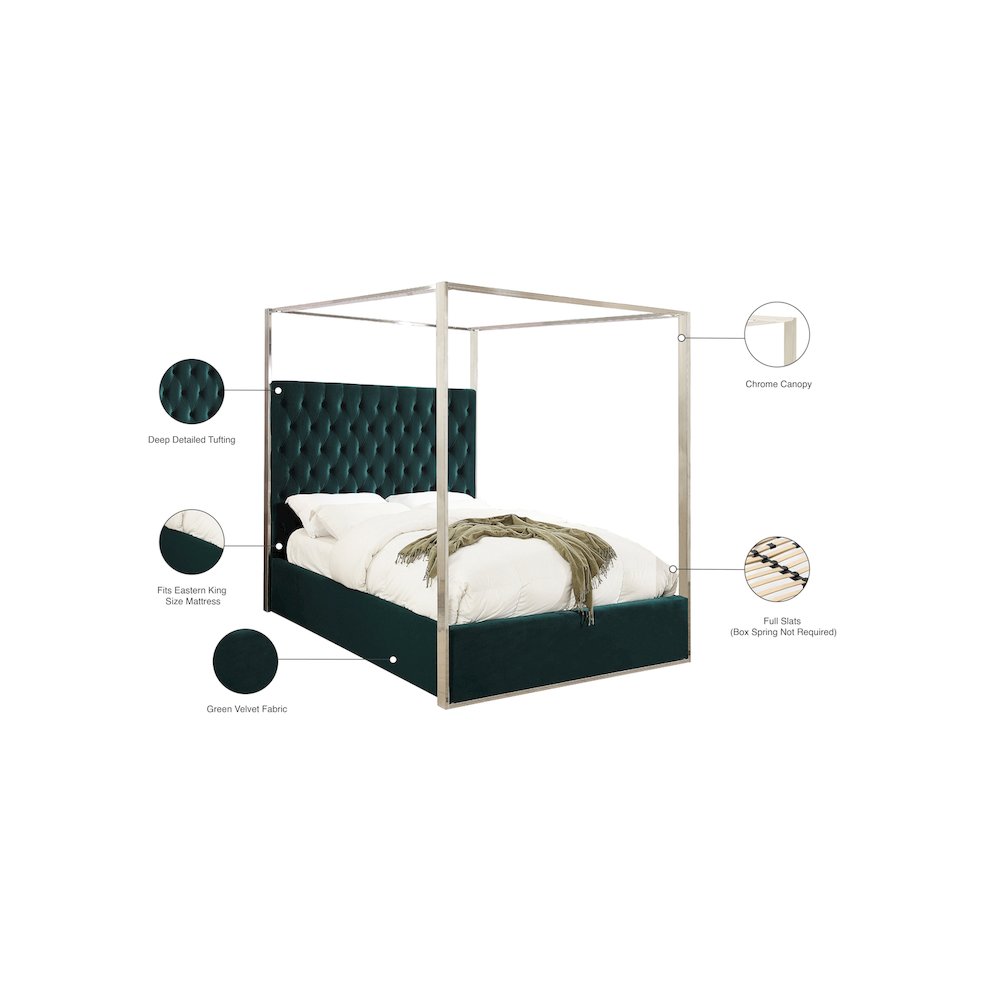 Porter Green Velvet King Bed. Picture 3