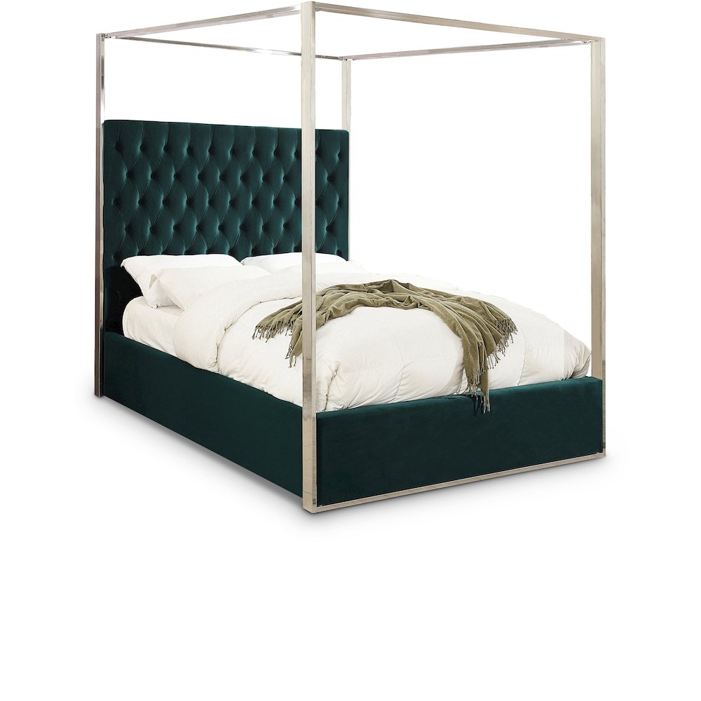 Porter Green Velvet King Bed. Picture 1