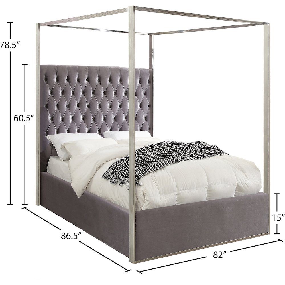 Porter Grey Velvet King Bed. Picture 2