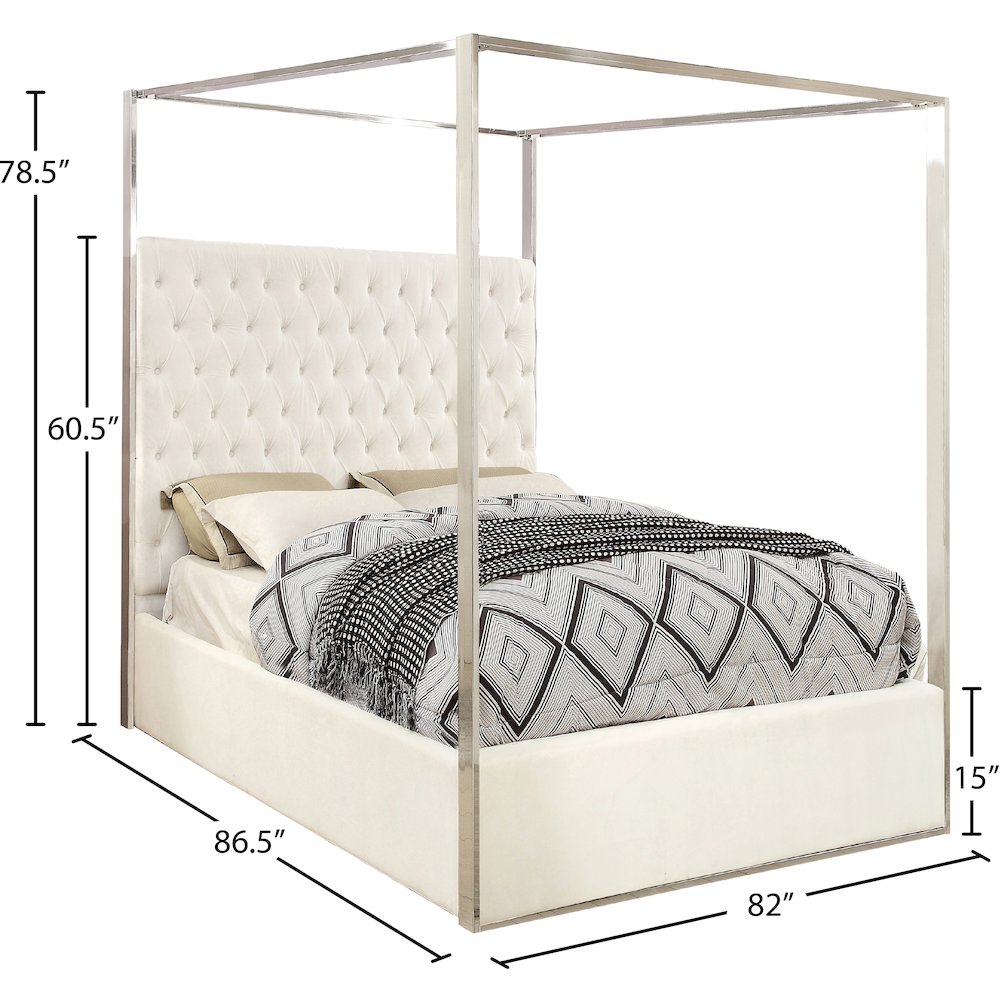 Porter White Velvet King Bed. Picture 2
