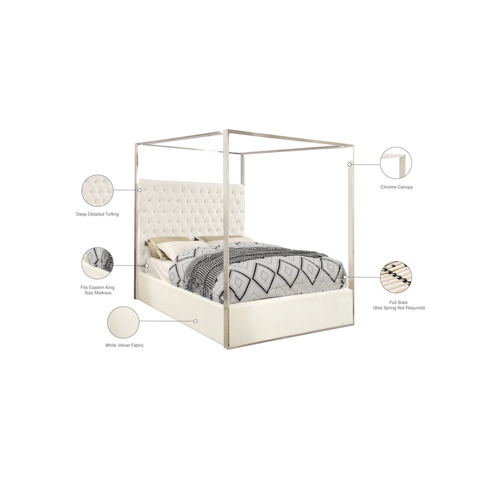 Porter White Velvet King Bed. Picture 3