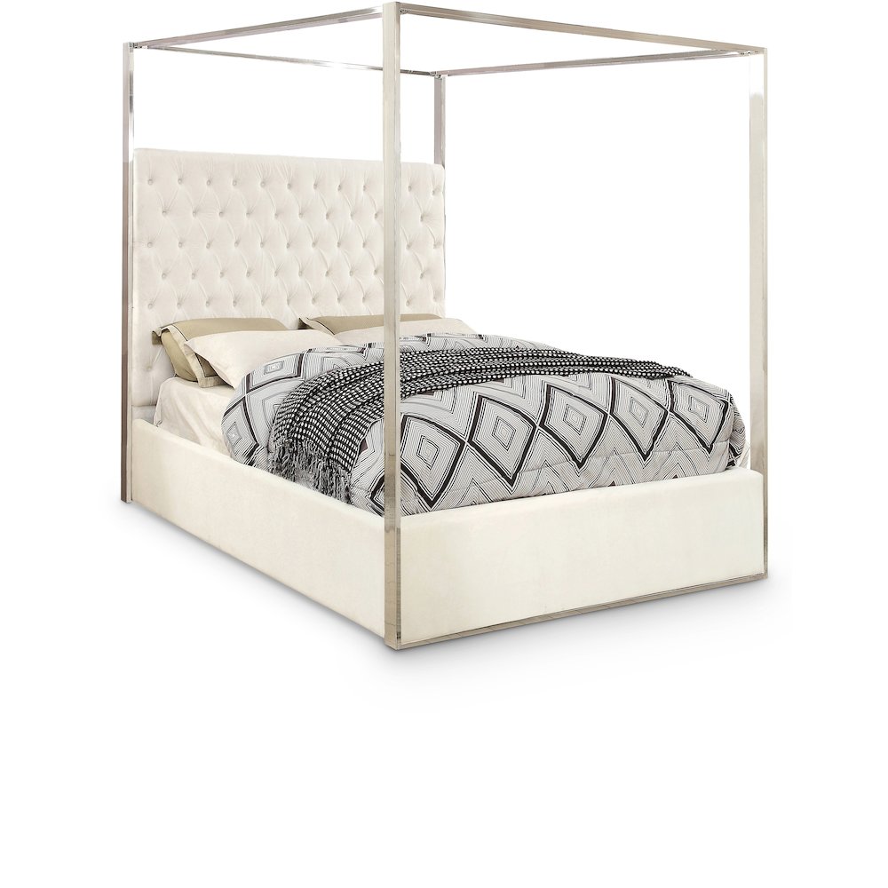 Porter White Velvet King Bed. Picture 1