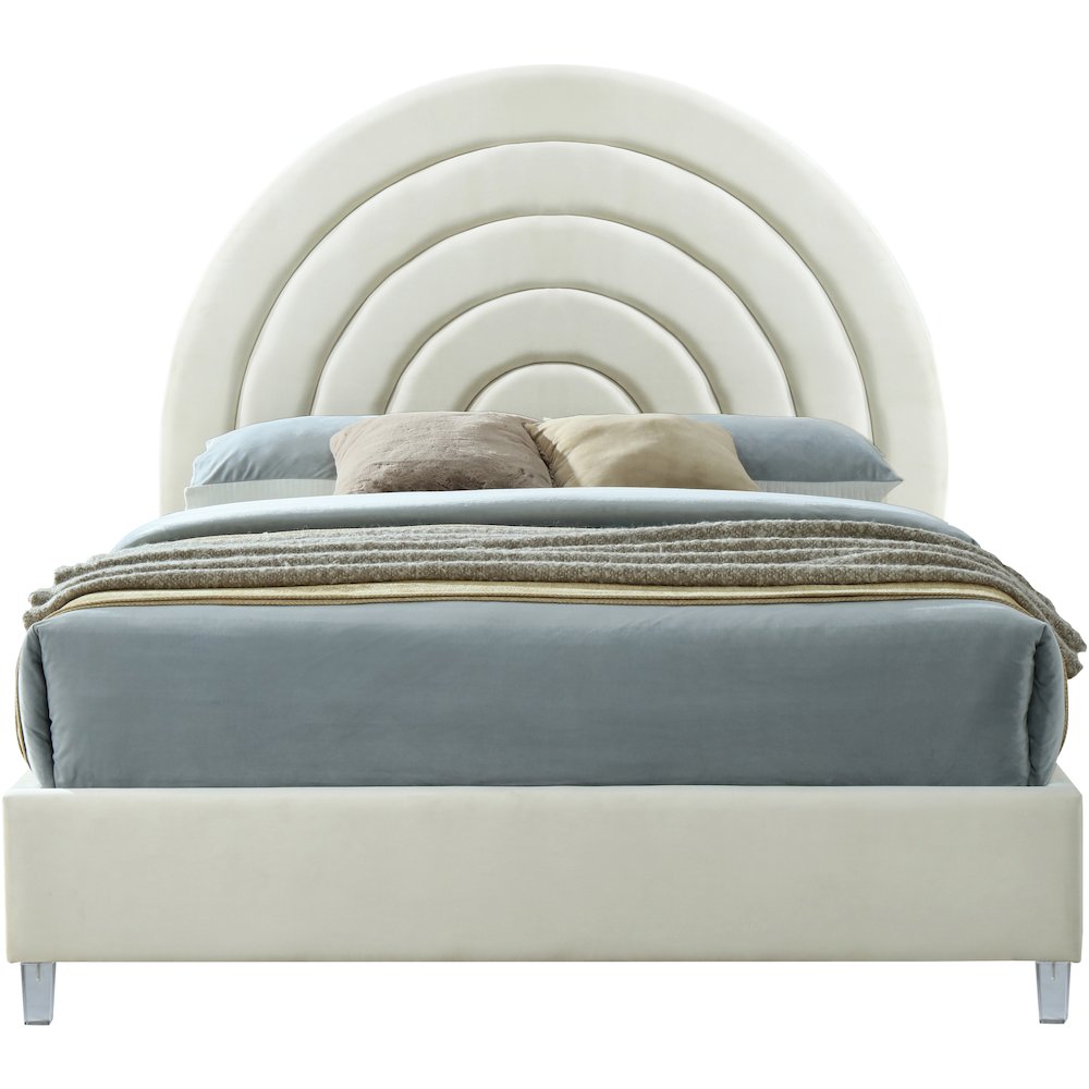 Rainbow Cream Velvet King Bed. Picture 2