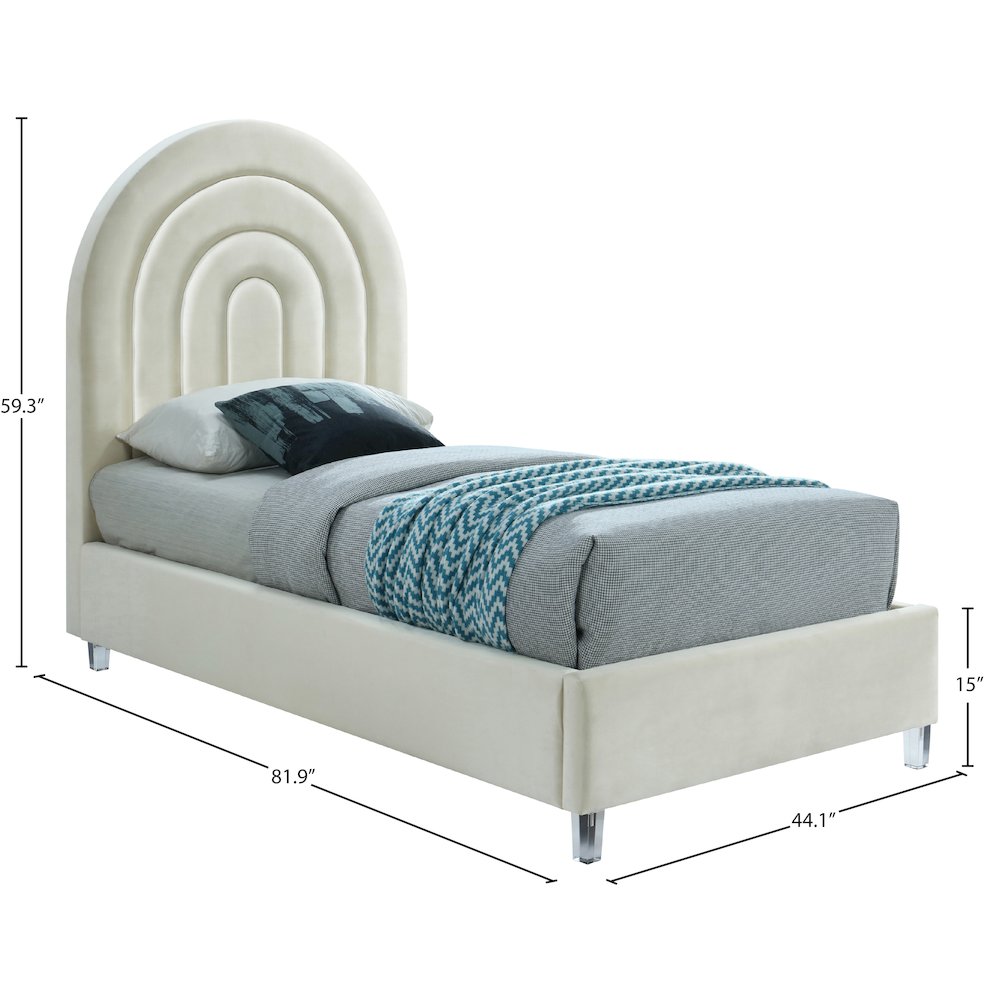Rainbow Cream Velvet Twin Bed. Picture 8
