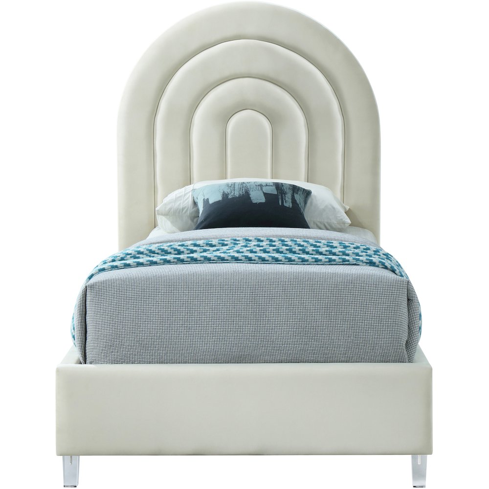 Rainbow Cream Velvet Twin Bed. Picture 2